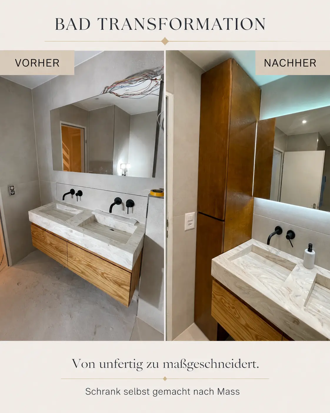 Badezimmer mit individuell geplantem Schrank
